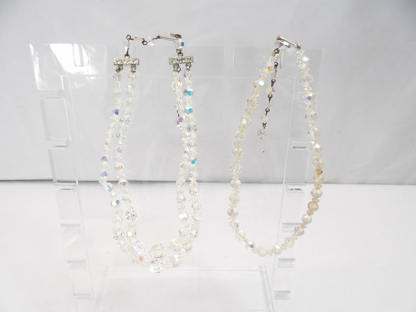 Lot of 2 Vintage Iridescent Cut Crystal Necklaces (1 of 4)