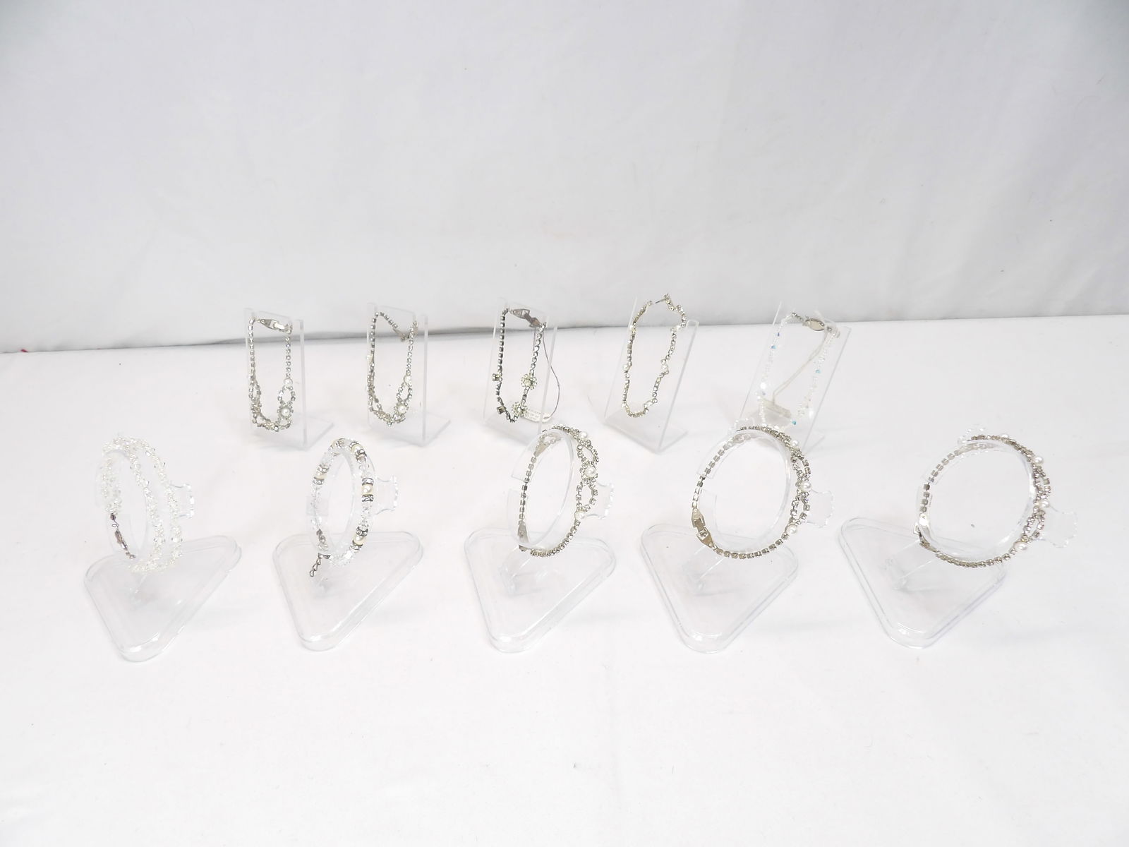 Lot of 10 Vintage Old Store Stock Crystal & Beaded Bracelets: see photo's