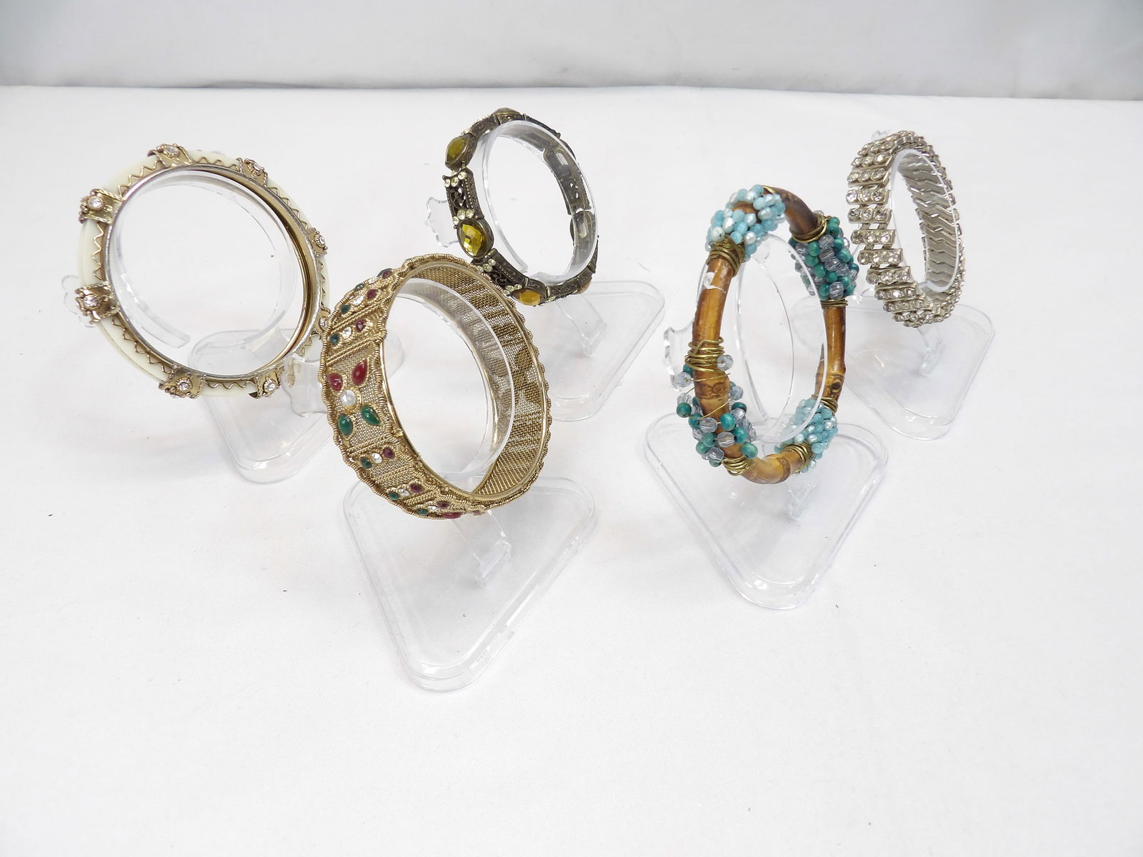 Lot of 5 Vintage Bangle Bracelets with Various Stones (1 of 4)
