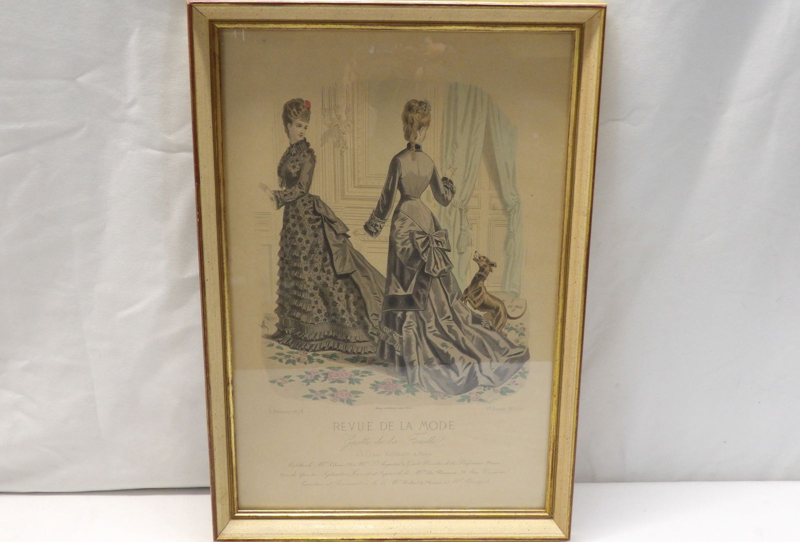 Antique 1876 Revue De La Mode Engraving od 2 Victorian Women: approx. 15 x 10 3/4, see photo's