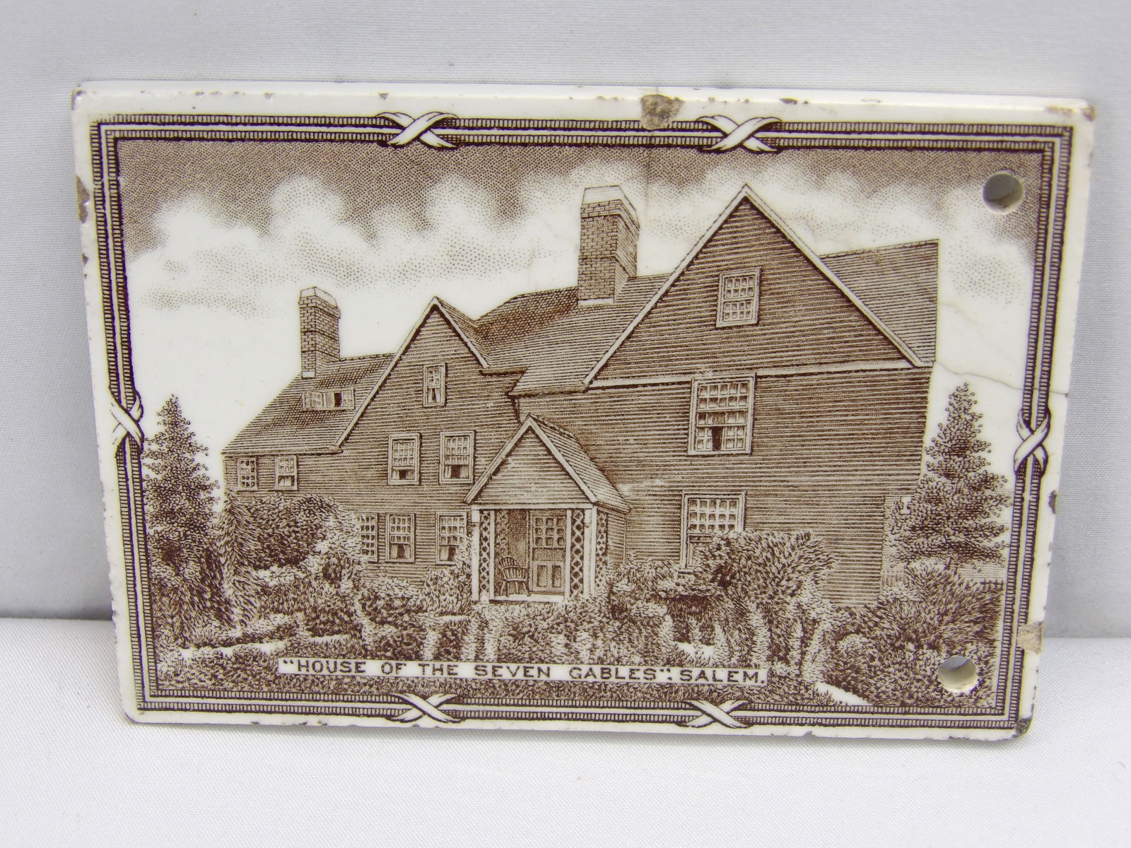 Vintage 1929 House of Seven Gables Porcelain Paperweight Advertising Calendar (1 of 7)