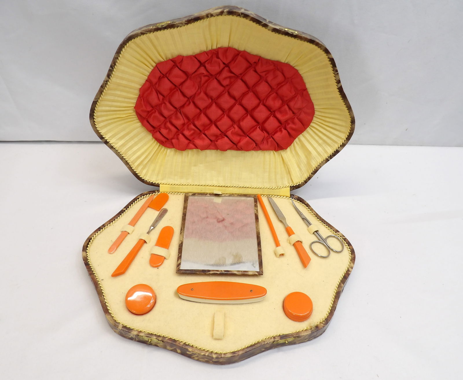 Antique Faux Shell Box with Celluloid Manicure Set (1 of 7)