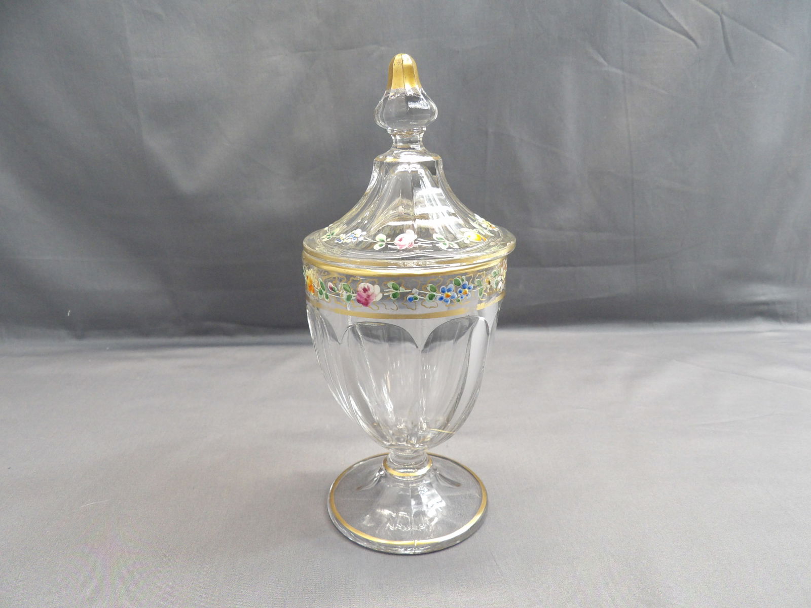 Vintage Heisey Hand Painted Enamel & Gold Leaf Covered Candy Jar (1 of 8)
