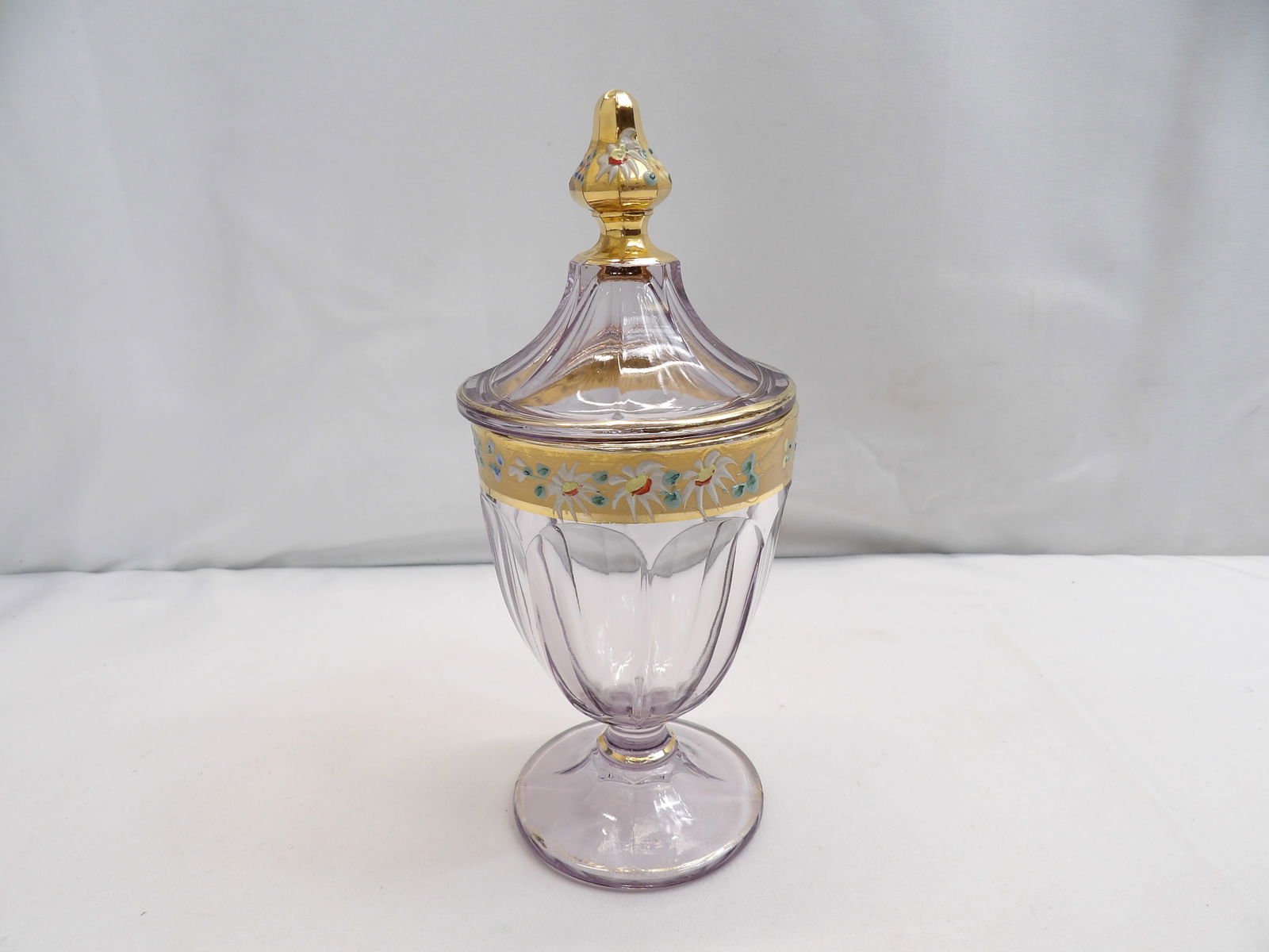 Vintage Heisey Hand Painted Enamel & Gold Leaf Covered Candy Jar (1 of 7)