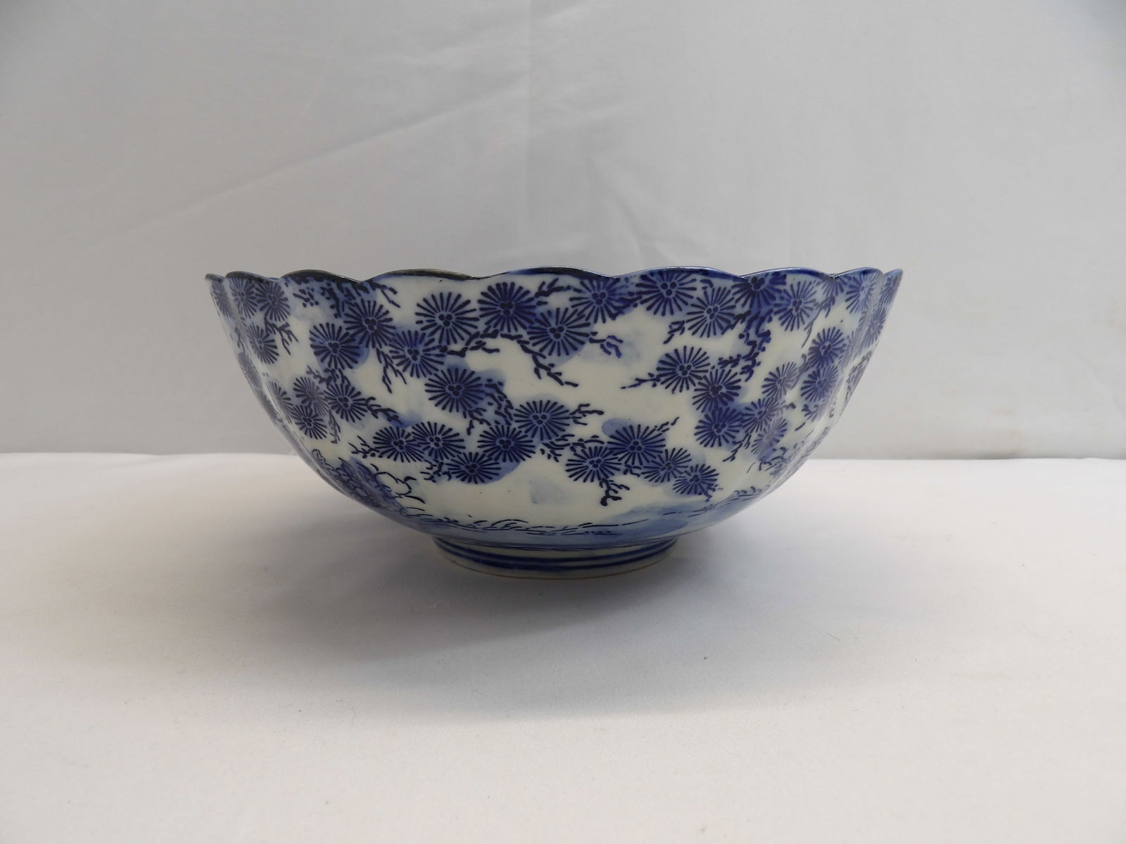 Chinese Blue & White Hand Painted Porcelain Large Serving Bowl (1 of 7)