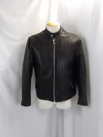 VINTAGE 1990'S WALTER DYER BLACK LEATHER MOTORCYCLE JACKET
