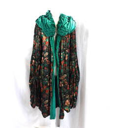 VINTAGE 1920'S FORTUNY? GOLD SILK LAME BROCADE & GREEN VELVET OPERA COAT