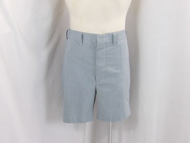 VINTAGE 1960'S COOSA SLACKS MEN'S BLUE & WHITE CHECKERED SHORTS