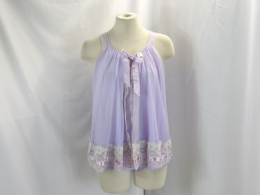 SEARS OLD STORE STOCK VINTAGE 1960'S PURPLE NYLON & LACE BABYDOLL SET