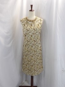 FABULOUS 1960'S SILK BEADED PAISLEY COTTON DRESS