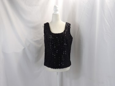 VINTAGE 1950'S BLACK SEQUINED LADIE'S TANK TOP