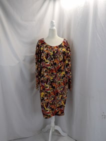 VINTAGE 1990'S SALVADORE FERRAGAMO MULTICOLORED COTTON SHOE PRINT SHIRT DRESS