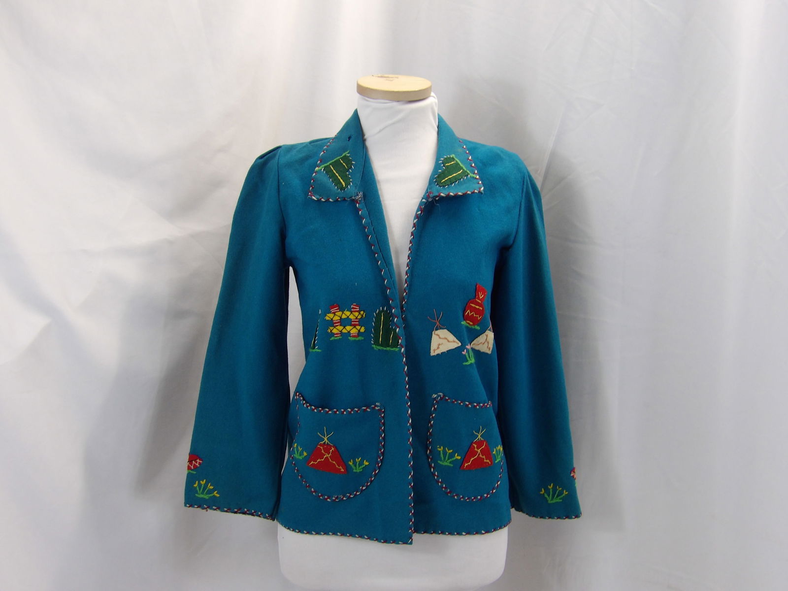 VINTAGE 1940'S LOPEZ BLUE WOOL MEXICAN JACKET (1 of 9)
