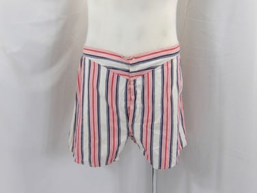 VINTAGE 1930'S RED, WHITE & BLUE STRIPED MENS BOXER SHORTS