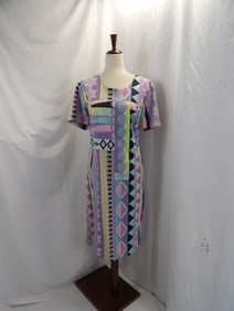 VINTAGE 1990'S AVERARDO BESSI GEOMETRIC COTTON SHIFT WITH SIGNED FABRIC