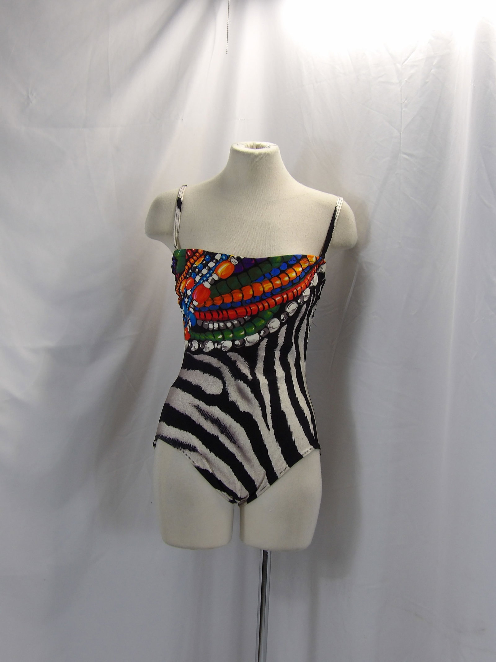 VINTAGE 1960'S OLD STORE STOCK GOTTEX TRIBAL PRINT BATHING SUIT: APPROX. 35 BUST, 28 WAIST. IN GOOD CONDITION. SEE PHOTOS.