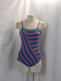 VINTAGE 1960'S COTTON SPANDEX STRIPED BATHING SUIT