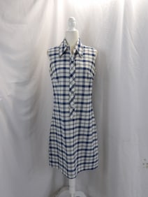 VINTAGE 1970'S JEANIE BY BLUE BELL NAVY BLUE & WHITE SHIRT DRESS
