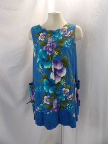 VINTAGE 1960'S REEFBLUE FLORAL HAWAIIAN SMOCK BEACH COVER