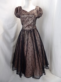 VINTAGE 1960'S EMMA DOMB BLACK LACE GOWN