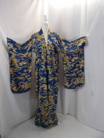 VINTAGE 1940'S SILK FLORAL PRINT KIMONO
