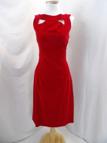 VINTAGE 1960'S RED VELVET WIGGLE COCKTAIL DRESS