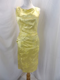 VINTAGE 1960'S GOLD SILK BROCADE WIGGLE COCKTAIL DRESS