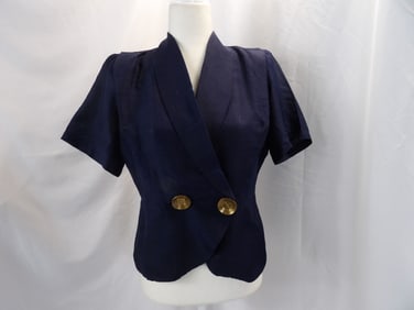 VINTAGE 1940'S NAVY BLUE SILK JACKET