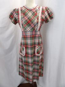 VINTAGE 1930'S TARTAN PLAID SCHOOL GIRL'S DRESS