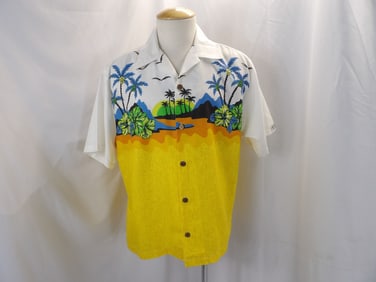 VINTAGE RIP CURL MEN'S HAWAIIAN SHIRT WITH PALM TREES