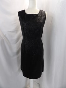 VINTAGE BLACK TINSEL BROCADE COCKTAIL DRESS