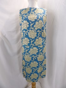 VINTAGE 1960'S SEA BLUE WITH SILVER & GOLD TINSEL EMBROIDERED COCKTAIL DRESS