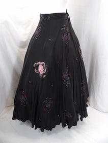 VINTAGE 1980'S COMPLICE HANDPAINTED FULL LENGTH SILK WRAP SKIRT