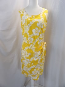 VINTAGE 1980'S KILO HATTIE YELLOW HAWAIIAN BEACH DRESS