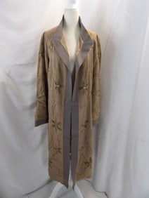 VINTAGE 1910-20'S BROWN DUSTER WITH EMBROIDERY