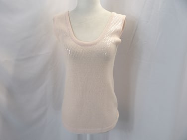 VINTAGE 1980'S JOHN PATRICK PINK KNIT TANK TOP WITH SEQUINS
