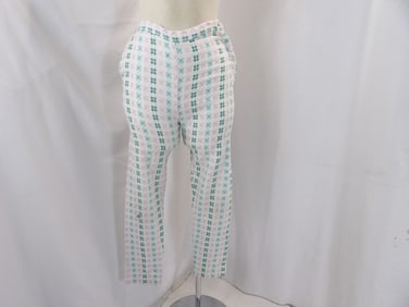 VINTAGE 1950'S HIGH WAISTE TAPERED LEG PANTS WTH GREEN & PINK FLOWERS