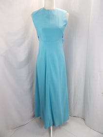 VINTAGE 1960'S LIGHT BLUE HIGH WAIST SLEEVELSS GOWN