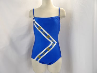 VINTAGE 1960'S OLD STORE STOCK GOTTEX BRIGHT BLUE ONE PIECE BATHING SUIT