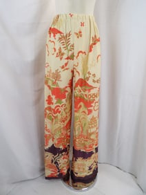 VINTAGE POLYKNIT ASIAN PRINT PALAZZO PANT