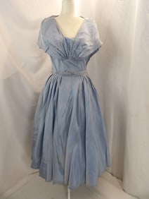 VINTAGE 1950'S LIGHT BLUE TAFFETA CIRCLE DRESS