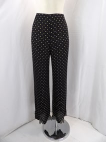 VINTAGE BLACK WITH GOLD DOT PANTS WITH SEQUIN HEM