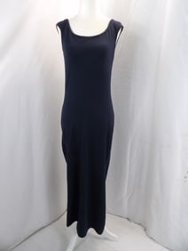 VINTAGE RALPH LAUREN NAVY BLUE COTTON & SPANDEX FULL LENGTH DRESS