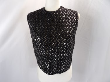 VINTAGE 1950'S SEQUIN & CORDE SLEEVELESS CROP TOP