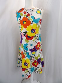 VINTAGE 1960'S FLUTTERBYE FLORAL DROP WAIST SUMMER DRESS