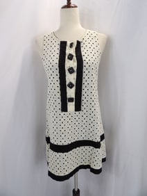 VINTAGE 1960'S BLACK & WHITE EYELET GO-GO DRESS.