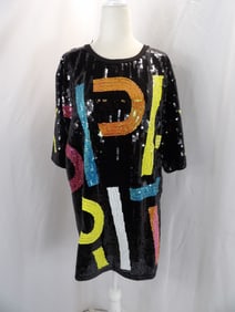 VINTAGE 1980'S SEQUINED DISCO MINI DRESS WITH THE WORD SPIRIT
