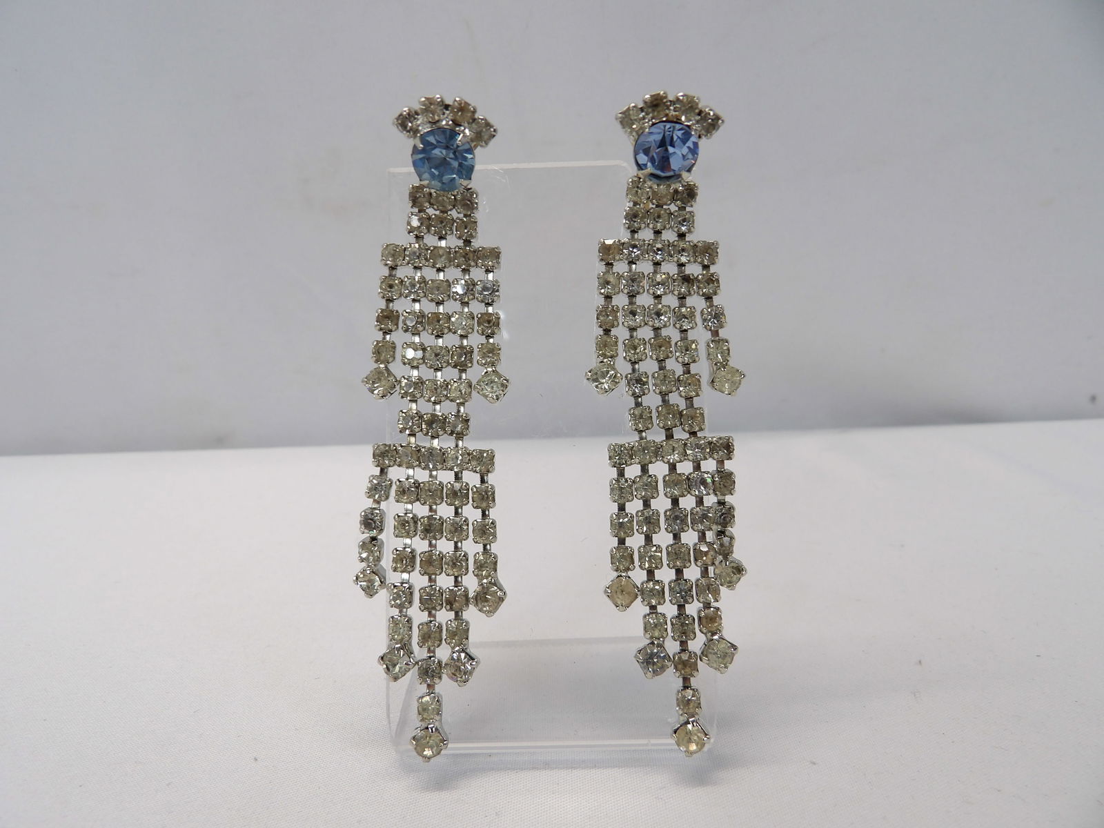Vintage Clip on Rhinestone Dangle Earrings (1 of 3)