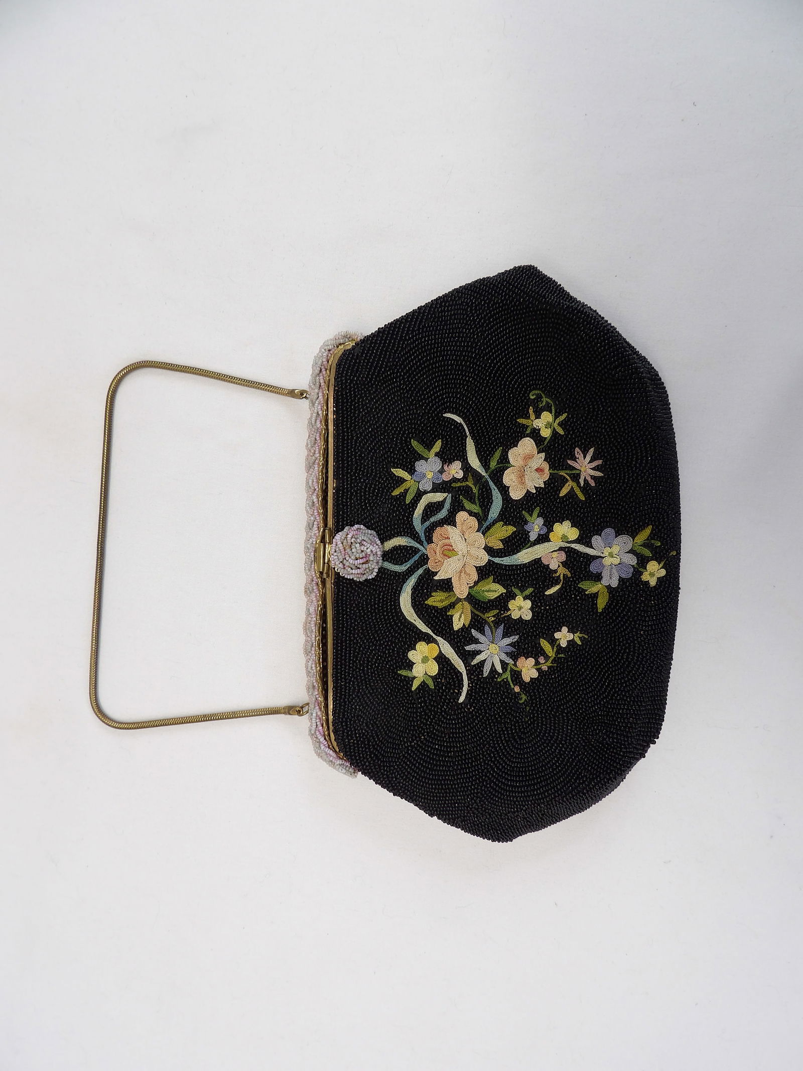 Vintage Dofar Made in France Black Beaded & Petti Point Bag (1 of 13)