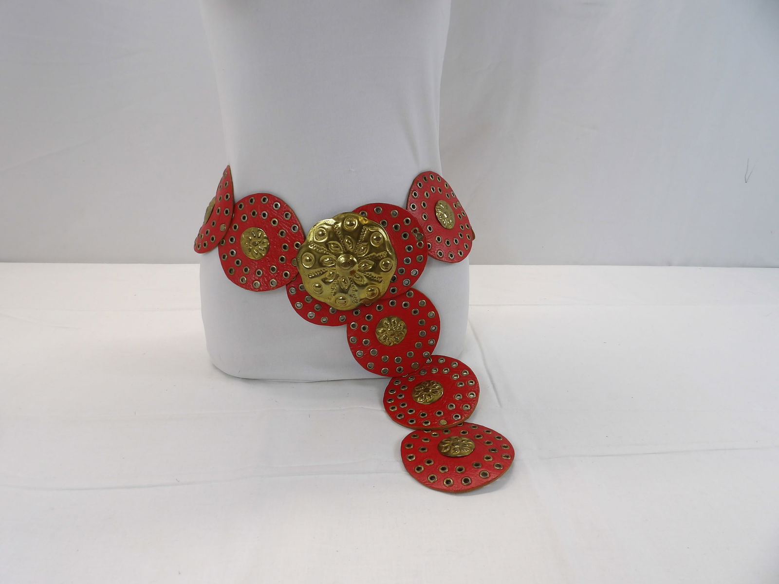 Vintage Red Leather Studded Morocco Belt (1 of 8)